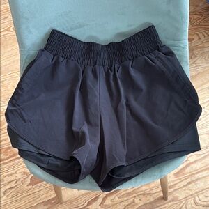 Women's Black Elastic Waist Running Shorts